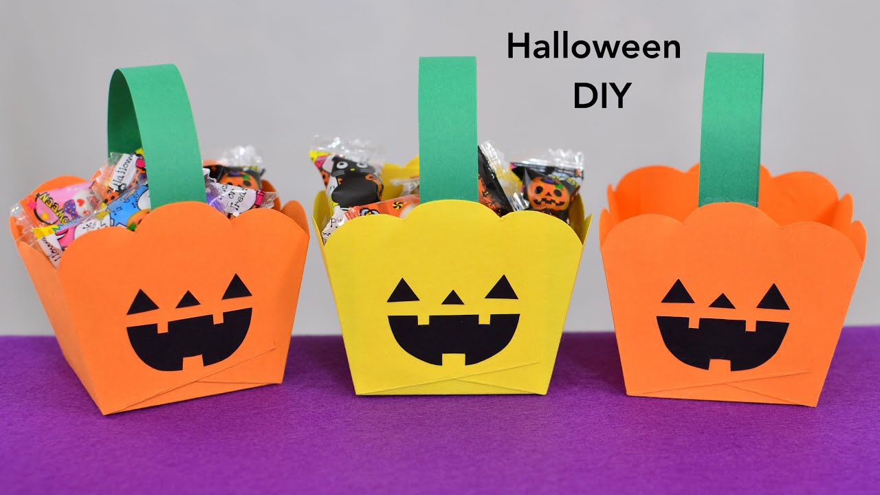 【簡単🎃ハロウィン】画用紙で作るお菓子バッグ　candy bag