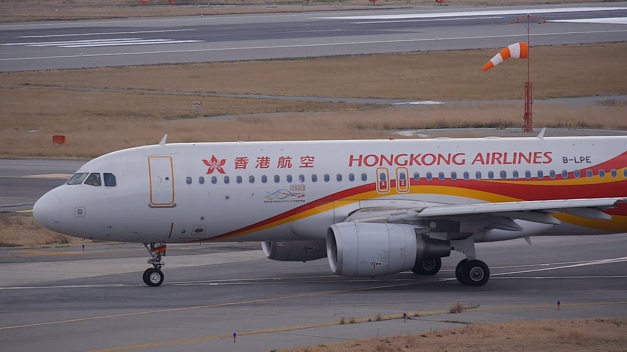 Hong kong Airlines Airbus A320-200 B-LPE Landing and Takeoff [KIX/RJBB]