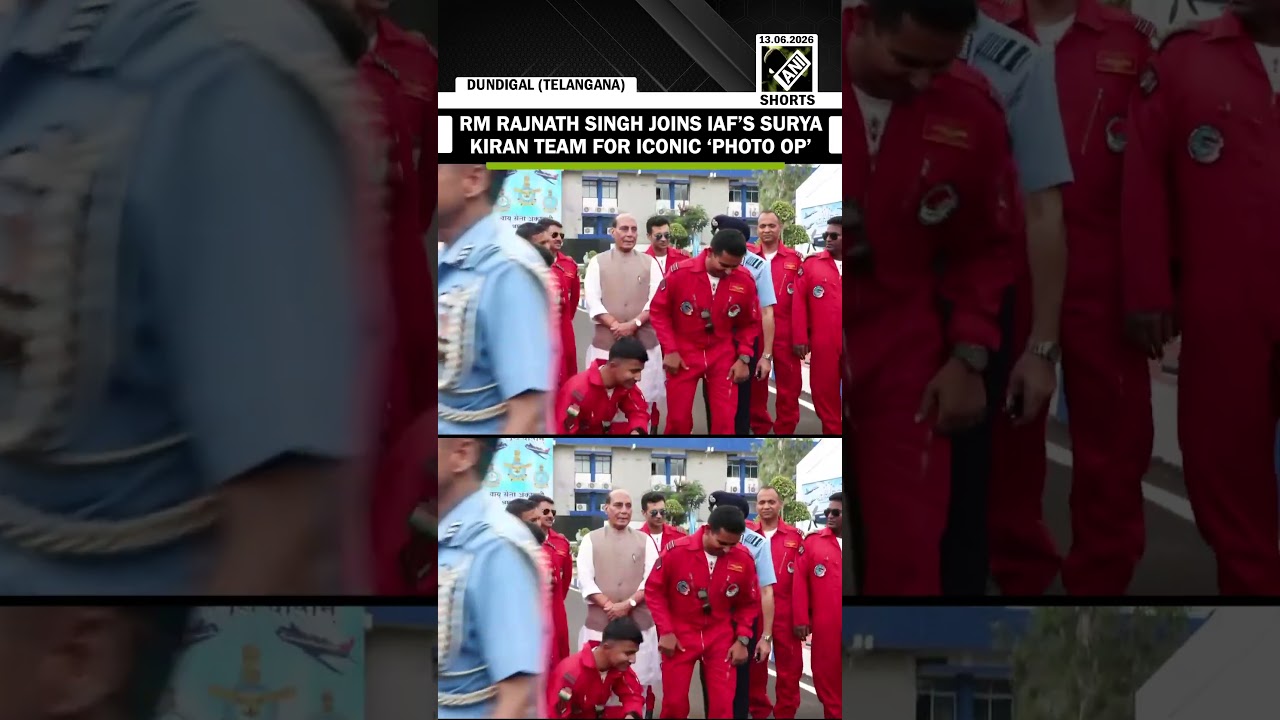 WATCH: Defence Minister Rajnath Singh joins IAF&rsquo;s Surya Kiran team for iconic &lsquo;photo op&rsquo;