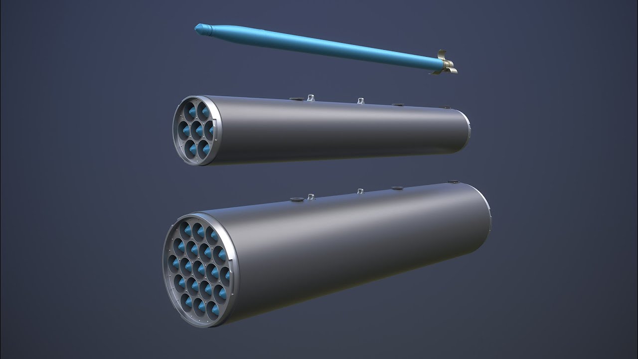 Hydra 70 missile with LAU-61 and LAU-68 launchers 3d-model