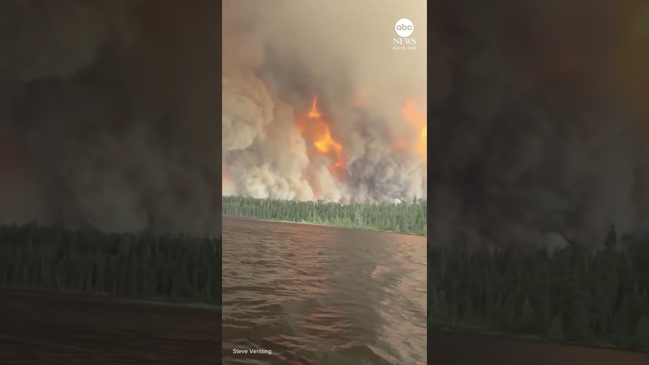 Lake Tamarack engulfed in flames from Canadian wildfire