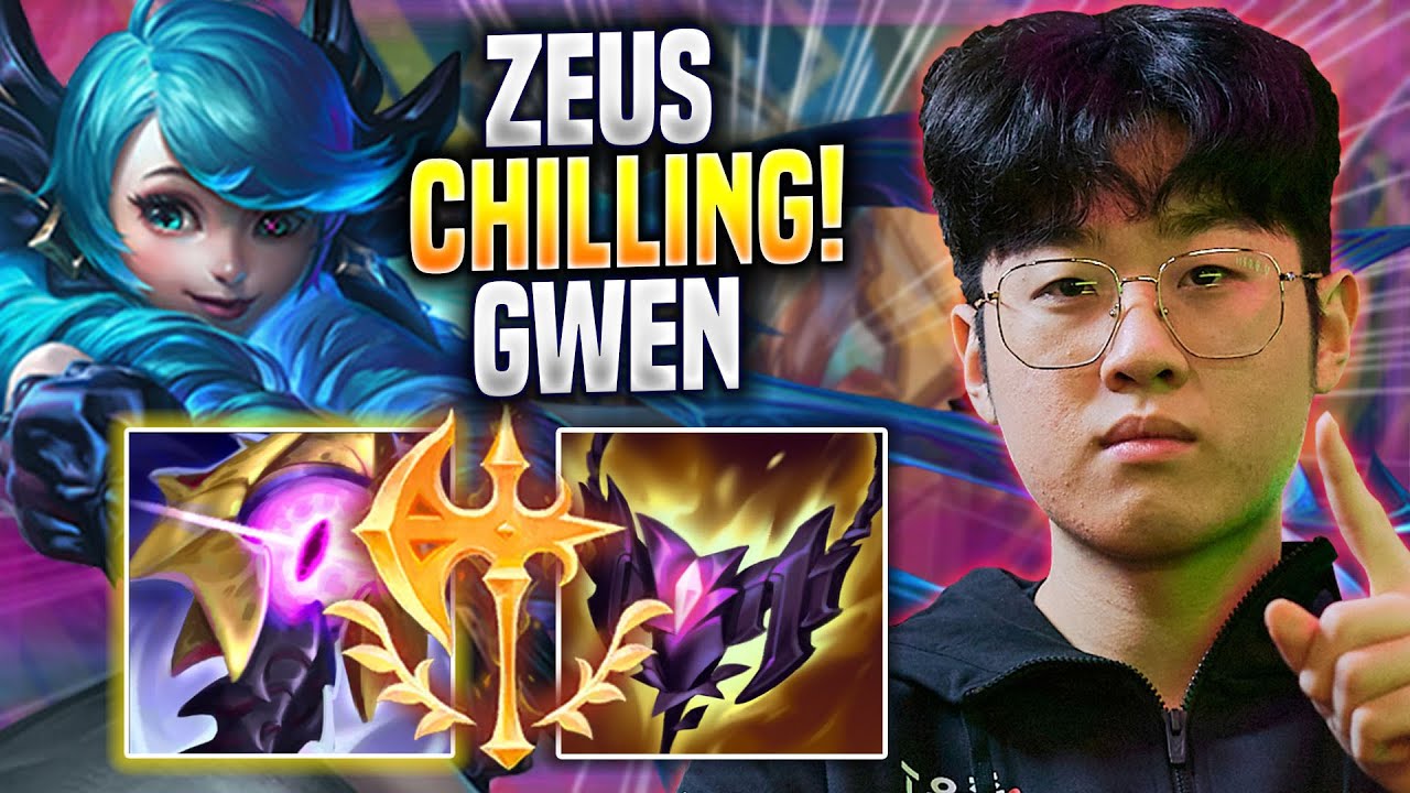 ZEUS CHILLING WITH GWEN! - T1 Zeus Plays Gwen TOP vs Fiora! | Preseason 2023