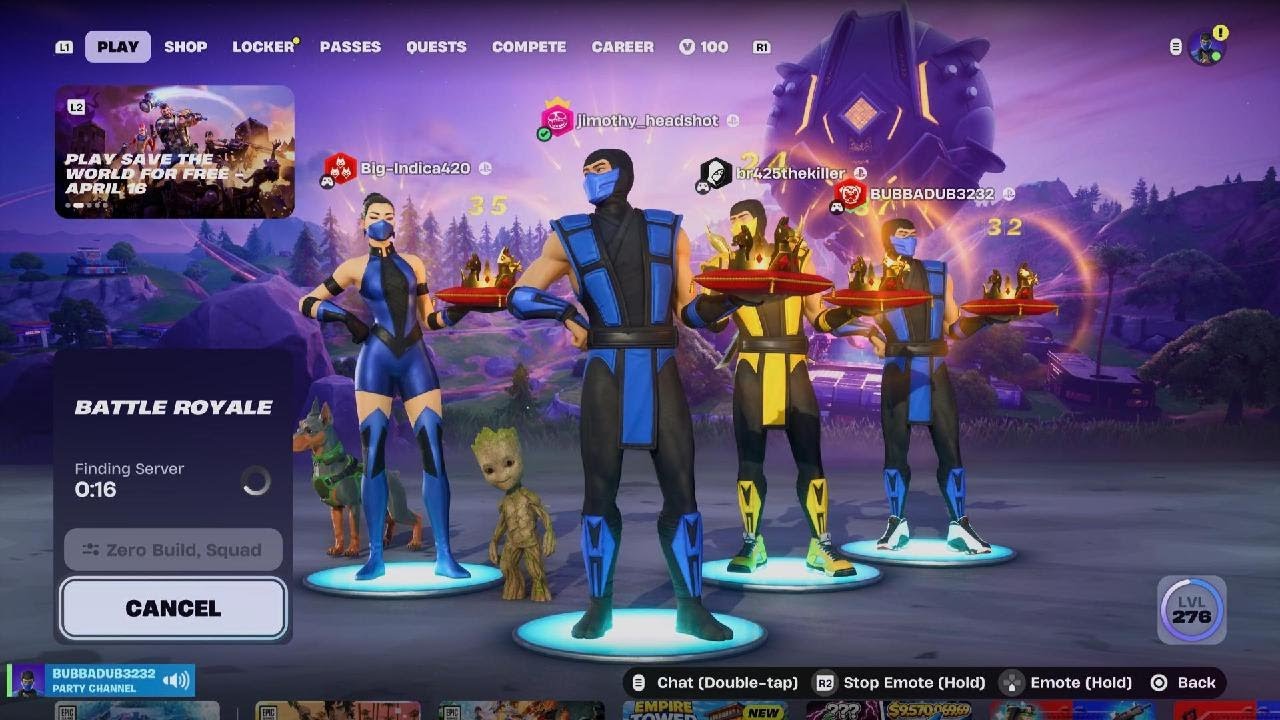 Fortnite squad Zero builds dub