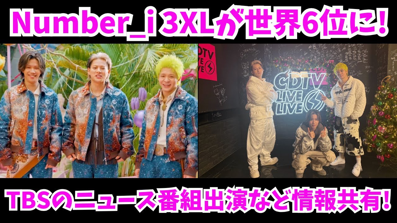 Number_i 世界6位にランクイン！TBSのニュース番組に出演など情報共有！