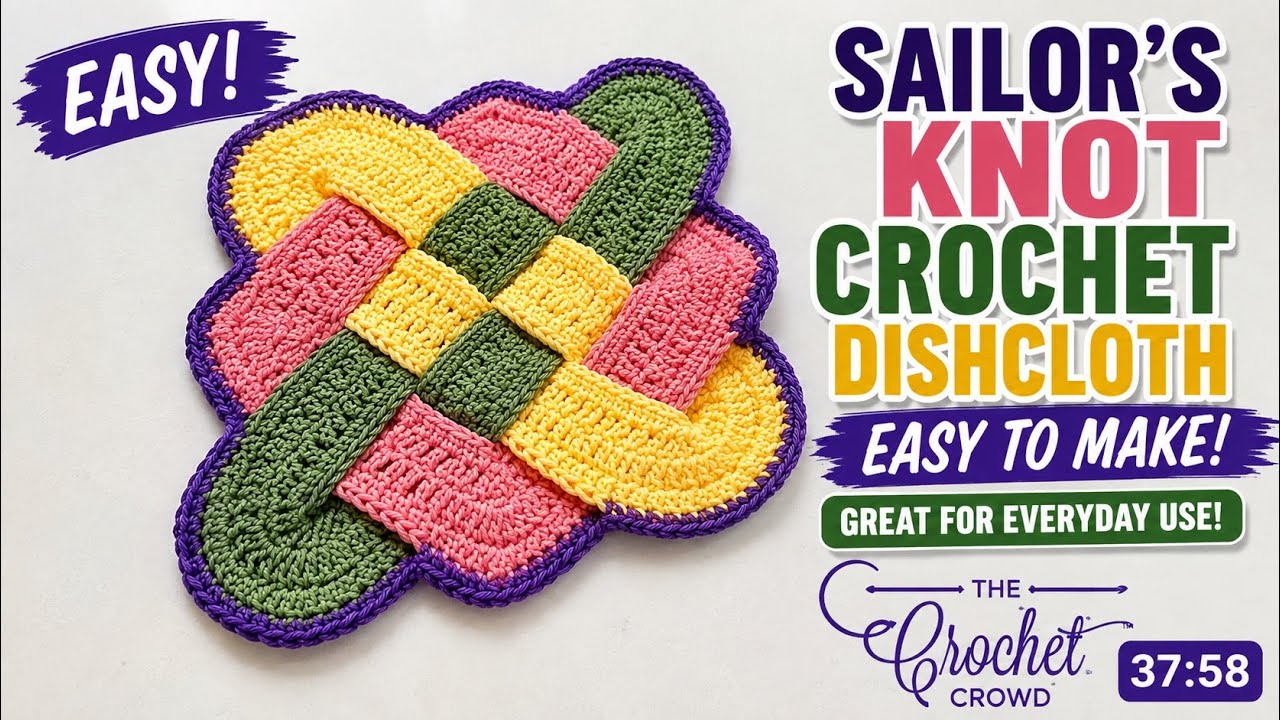 Sailor's Knot Crochet Dishcloth | EASY | The Crochet Crowd