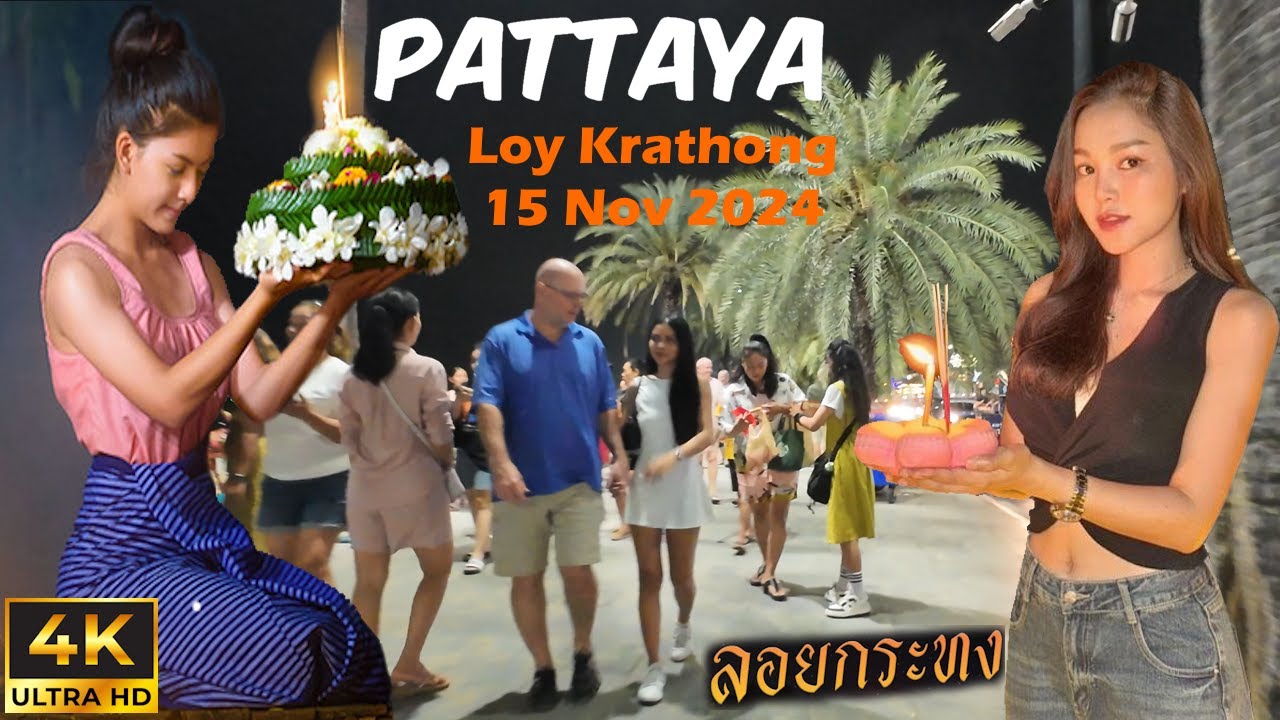 [4k] Loy Krathong Festival in Pattaya Thailand's Most Beautiful Floating Lanterns! 15 Nov 2024