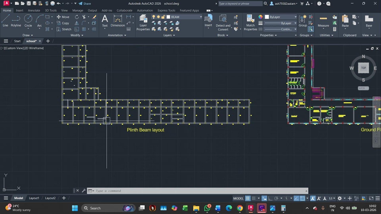10th Class of School Project (Plinth Beam Layout)