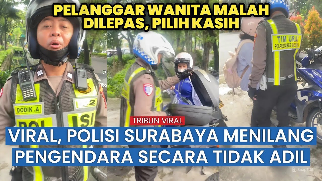 Diduga Pungli, Aksi Oknum Polisi di Surabaya ini Viral Bebaskan Wanita yang Melanggar