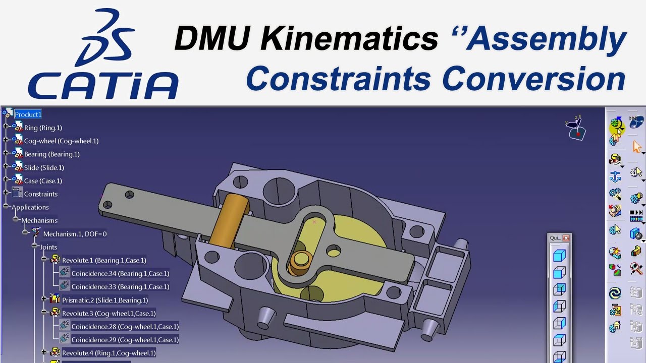 CATIA V5 Eğitim (#41) Tutorial DMU Kinematics Assembly Constraints Conversion