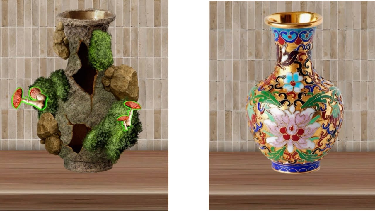 From Nature Rock Vase to Luxury Floral Ceramic Vase | Stunning Transformation