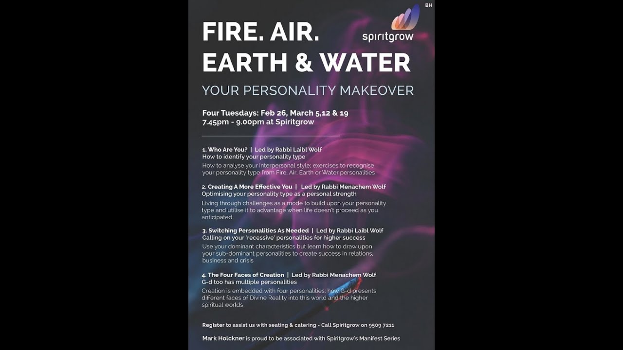 FIRE, AIR, EARTH & WATER (Session 1): How to identify your personality type
