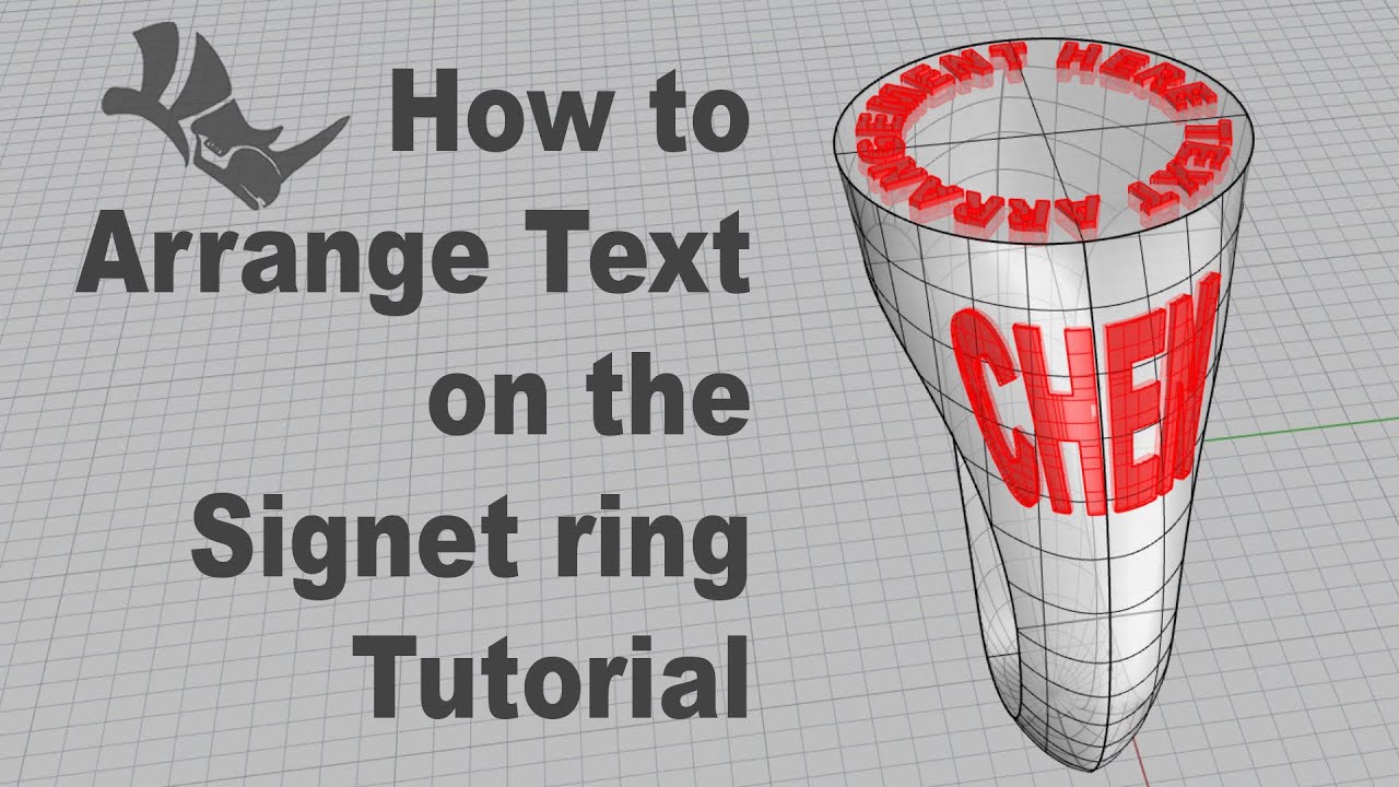 Rhino 3D Modeling Tutorial- How to Arrange Text on A Signet Ring #384