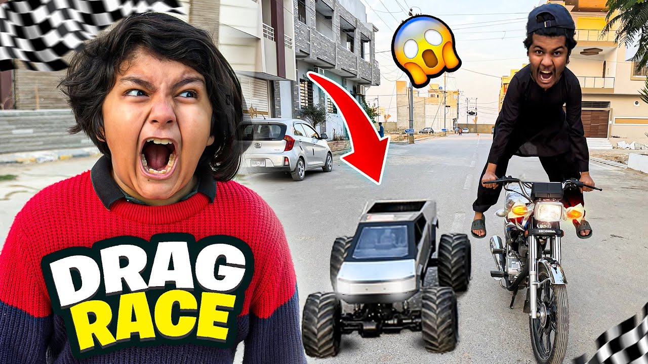 ALI CYBER TRUCK VS  ABDULLAH NEW 125 DRAG RACE 😳 || LARAI HO GAI 😳 || 
