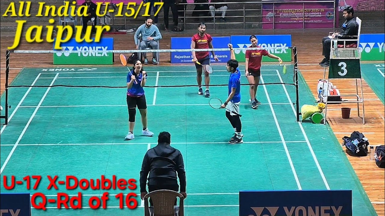 Gauransh/Dhriti Vs Devendra/Alisha, U17 X-Doubles Q-Rd of 16 All India Jaipur Jan 2026
