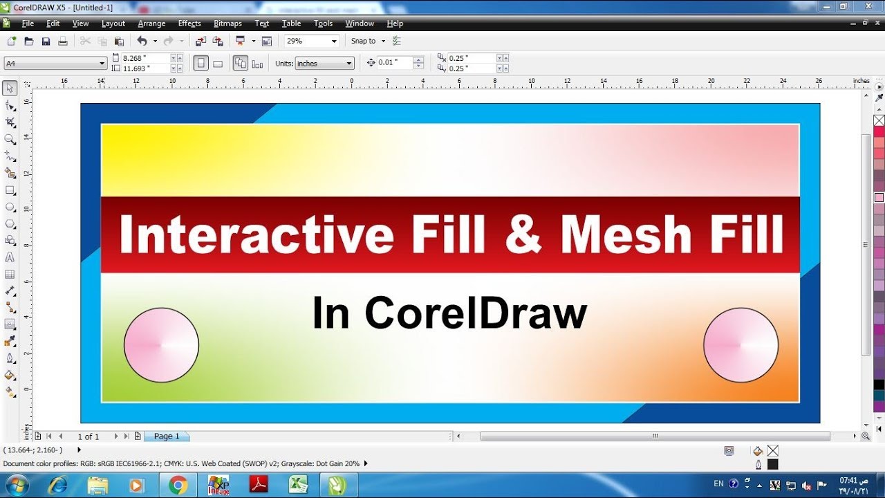 Learn CorelDraw in hindi tutorial 31 interactive fill & mesh fill in corel draw