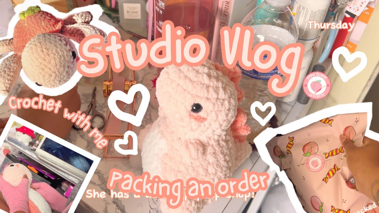🧸🎀Crochet Studio Vlog | Crochet with me! | Packing an order! |🧸🎀