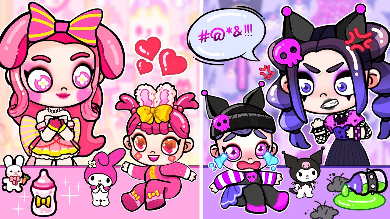 My Melody Mom vs Kuromi Mom in Avatar World! Hello Kitty Baby, Kuromi Baby, My Melody Baby|Toca Boca