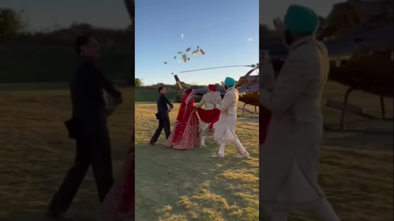Grand Exit - Beachside Wedding - Helicopter Reception Departure - Punjabi Couple - Los Angeles