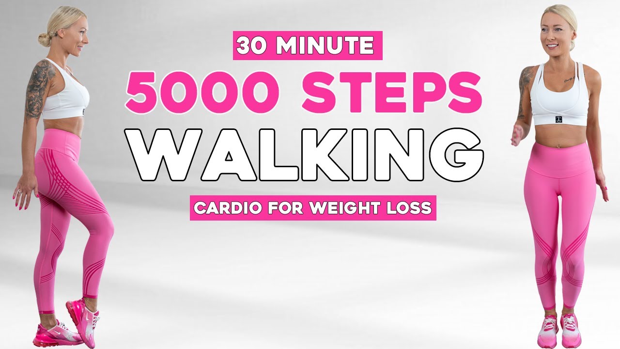 5000 STEPS IN 30 MIN Walking Fat Burn Cardio Workout Super Fun No Jumping Knee Friendly