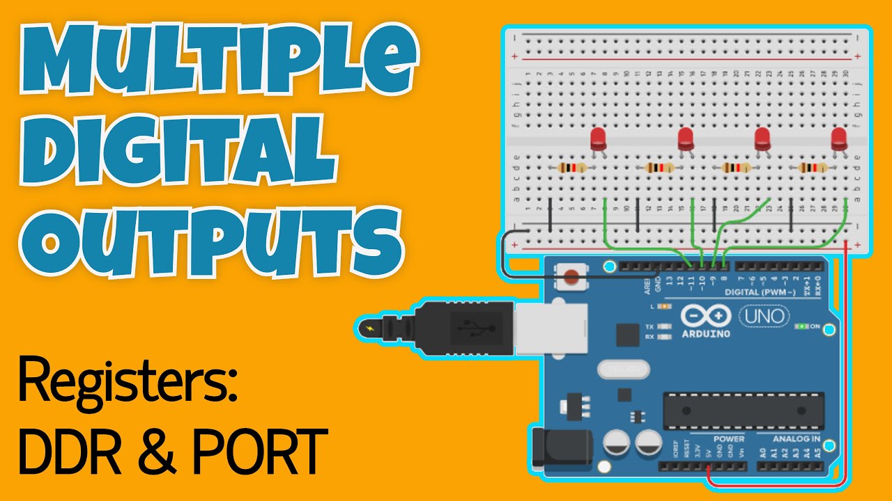 Arduino DDR and PORT register to control multiple digital outputs!
