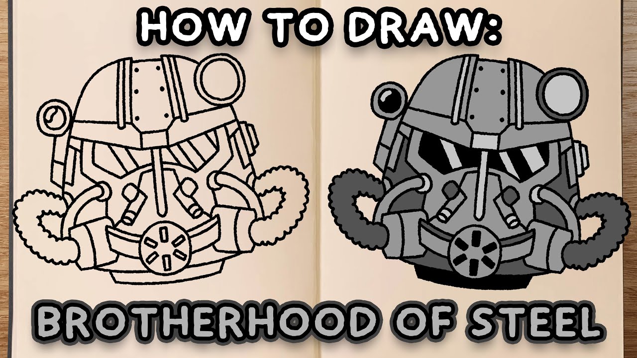 How to draw Fallout! BROTHERHOOD OF STEEL HELMET