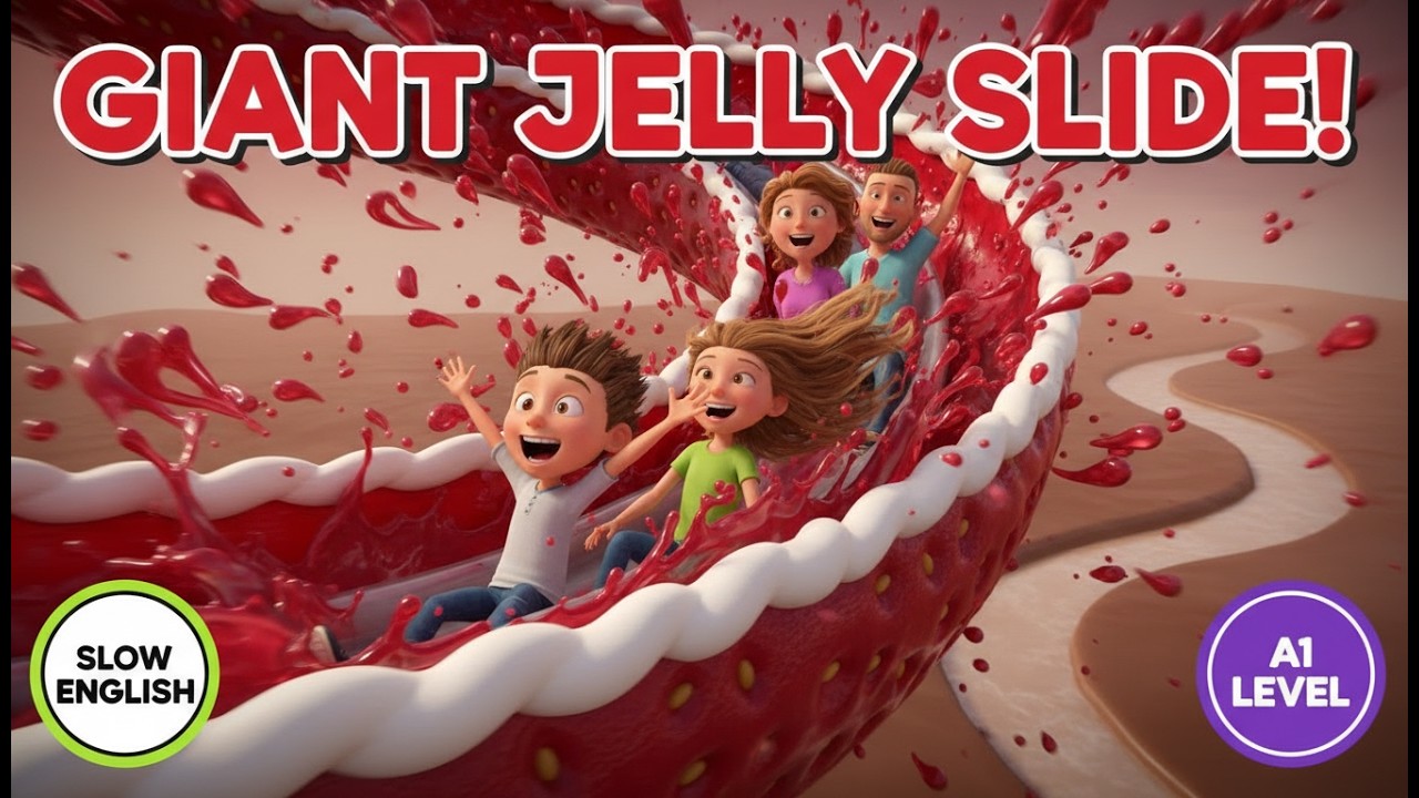CRAZY Jelly World Adventure! 🍮🌈 Slow English A1 Level