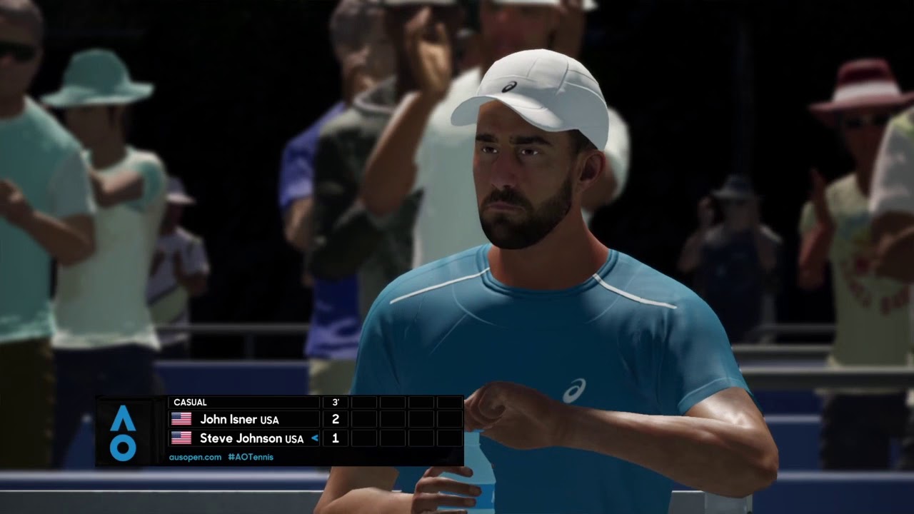 AO Tennis PS4 New York - Steve Johnson - John Isner Gameplay without Target Marker