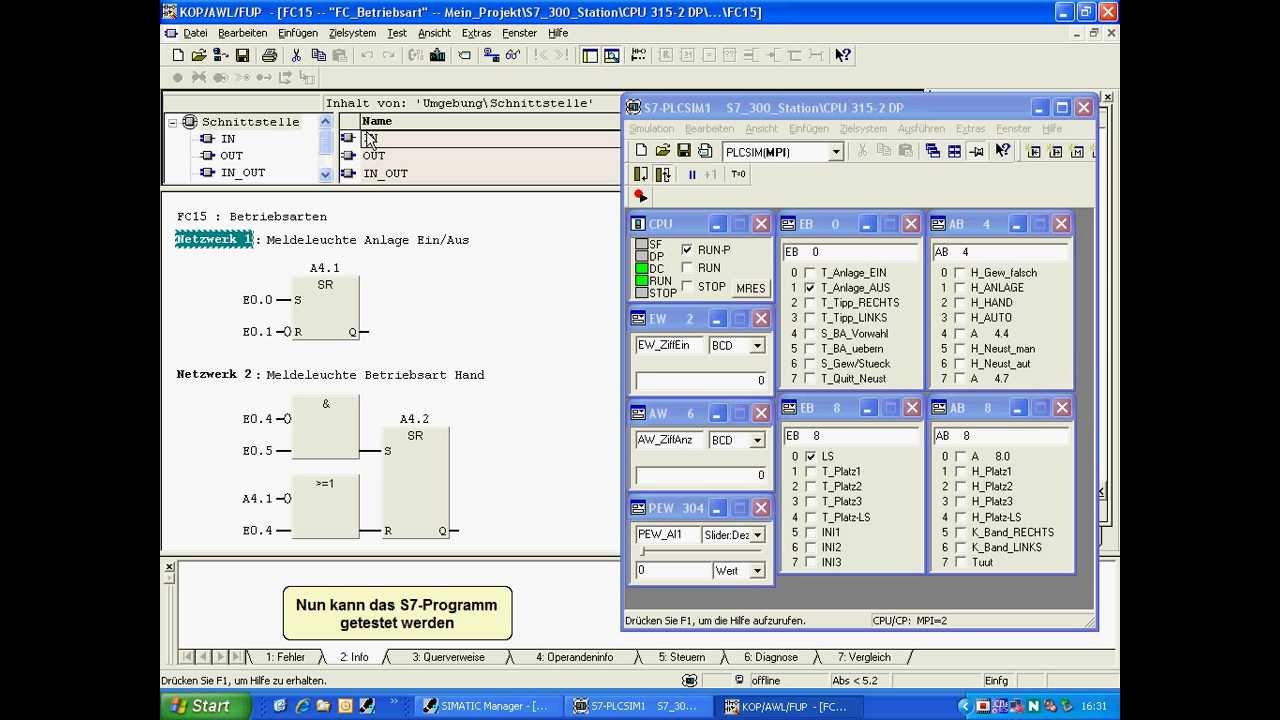 Anleitung SPS Simulation mit Step7 PLC-SIM von Siemens