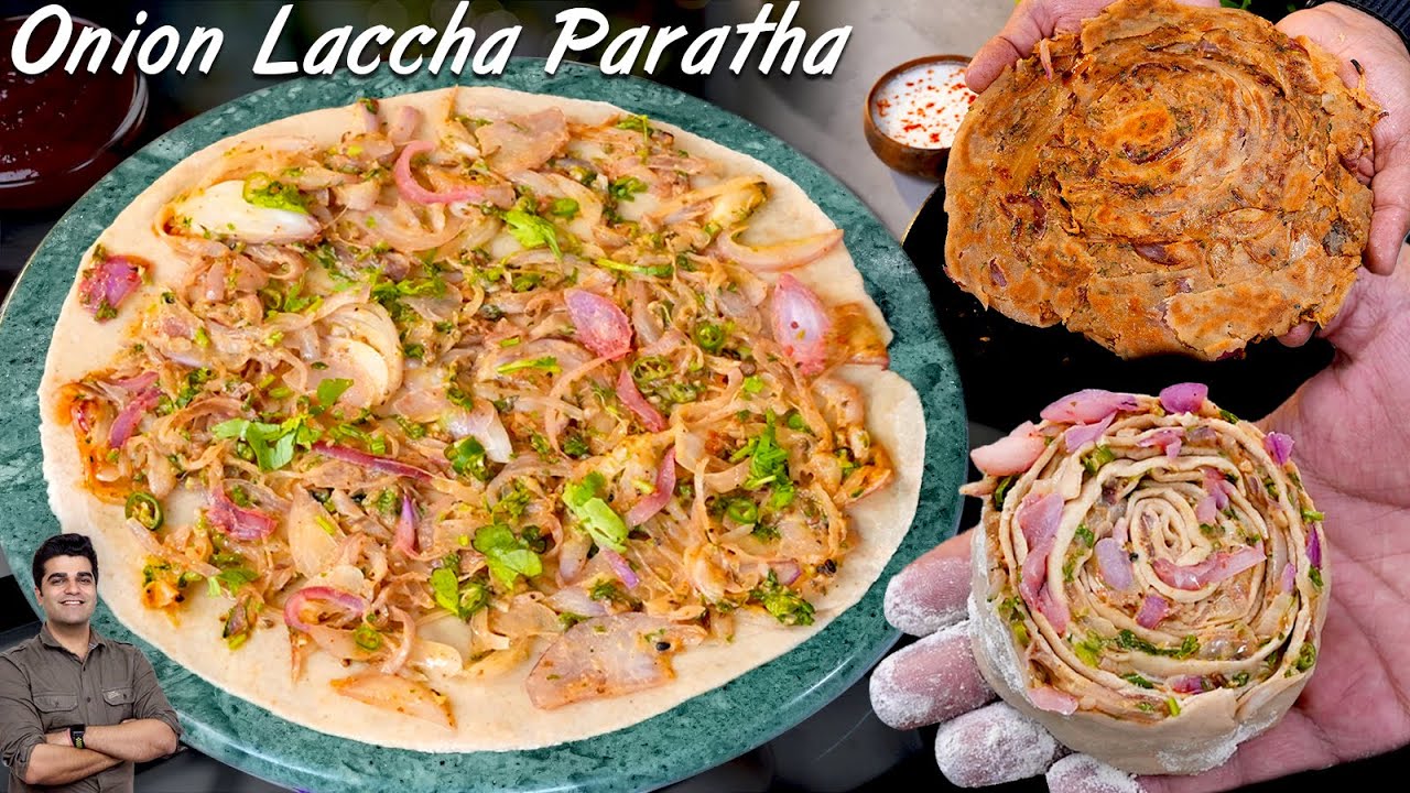 परतदार प्याज मिर्च का तीखा चटपटा लच्छा पराठा | Onion Chilli Paratha | Onion Laccha Paratha