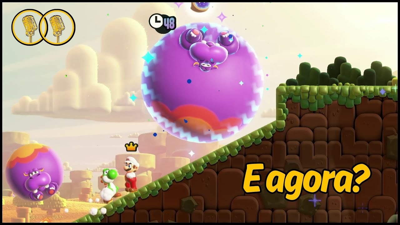 Encaramos a fase dos hipopótamos em Super Mario Bros. Wonder (coop)
