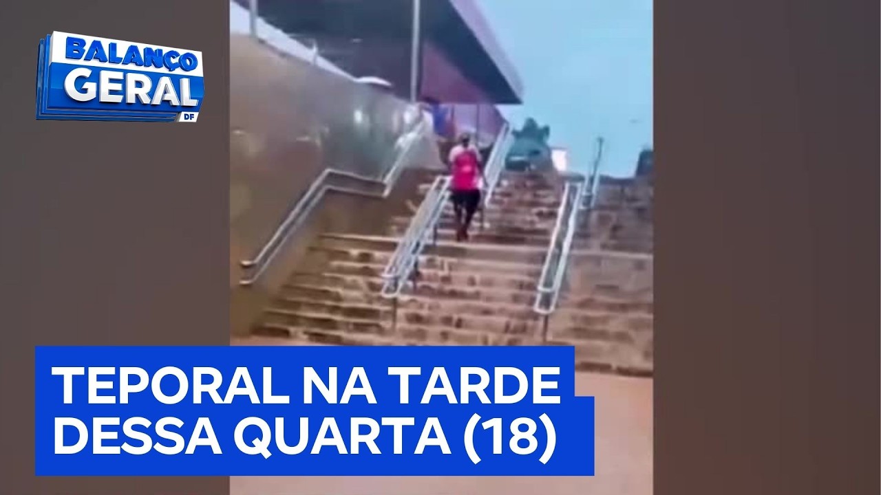 Estação Centro Metropolitano fica alagada após forte temporal em Taguatinga (DF) | Balanço Geral DF