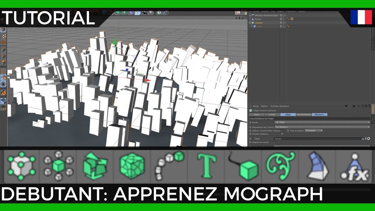 Tuto débutant Cinema 4D | Toutes les bases des outils Mograph et Effecteurs