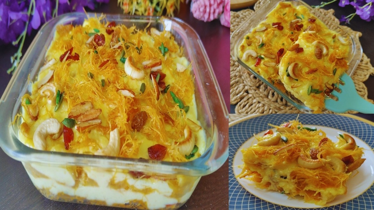 Eid Special Recipe | Creamy Kunafa Custard Desserts Recipe | Eid Recipe | Nawabi Semai Recipe