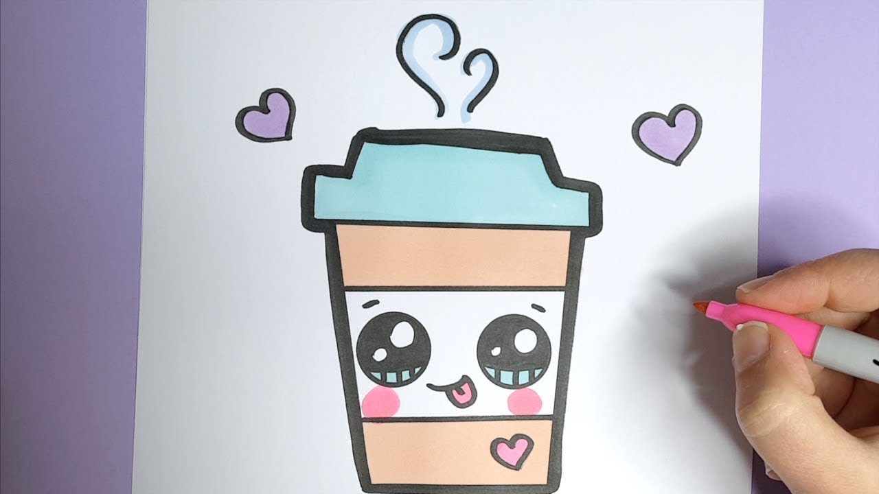 Kawaii Kaffee Getr&auml;nk malen-  Kawaii Bilder zum Nachmalen