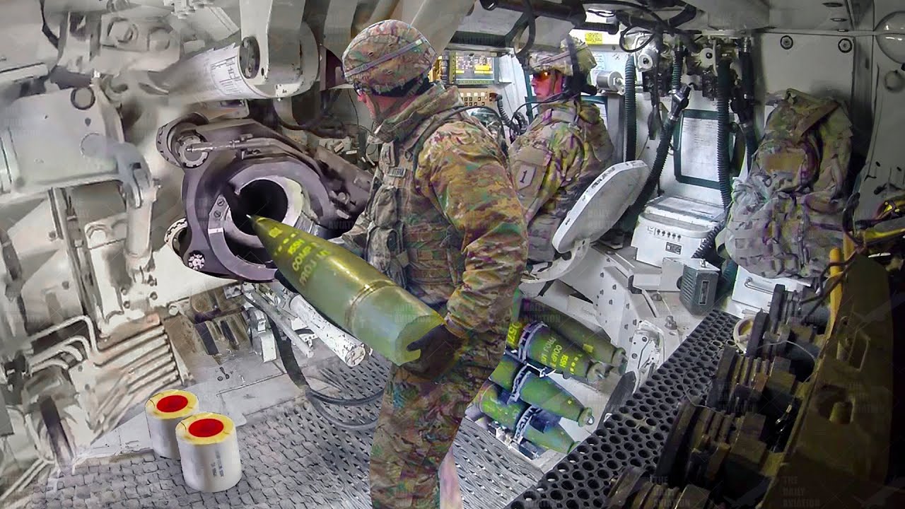 Inside US Feared Paladin Howitzer Loading & Firing Massive Rounds