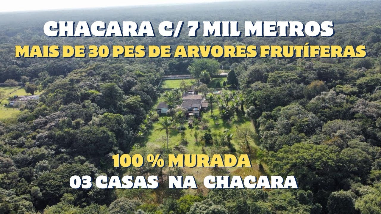 CHÁCARA MURADA COM 7 MIL METROS QUADRADOS E DIVERSAS ÁRVORES FRUTÍFERAS EM ITANHAÉM/SP