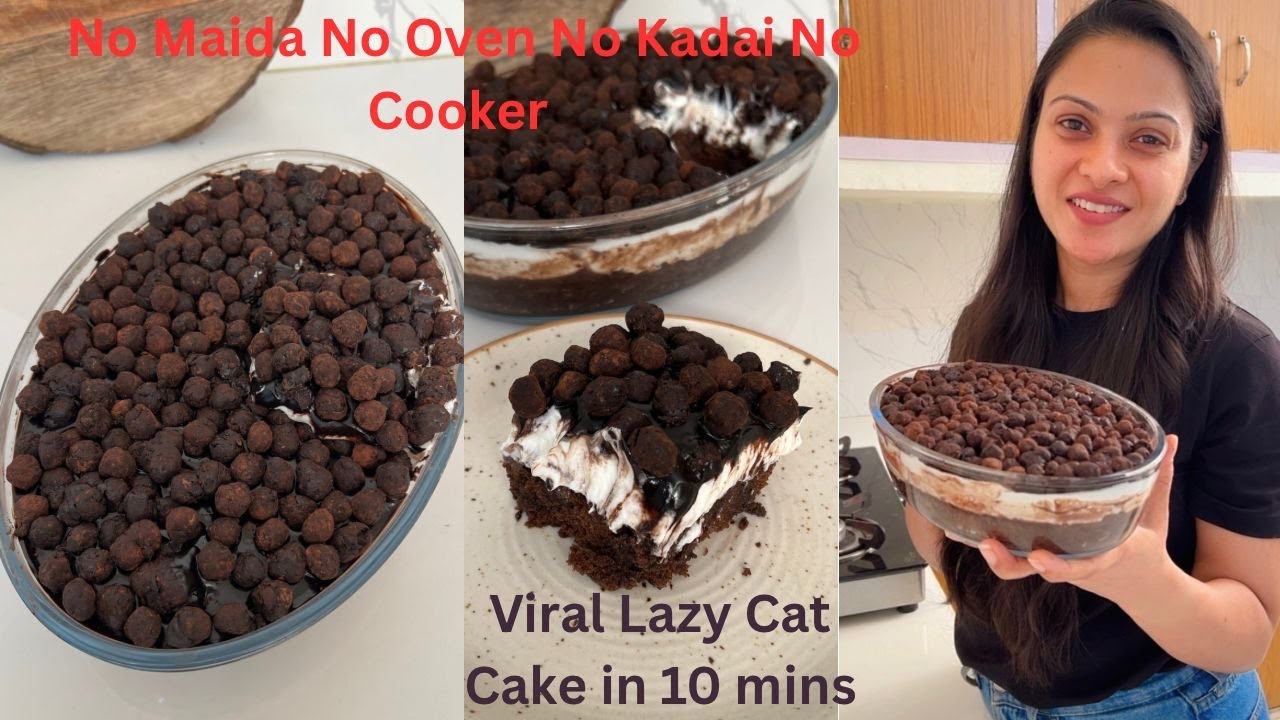No Maida Lazy Cat Cake In Just 10 mins | Atta Chocolate Dump Cake | No eggs, No Oven Chocolate Cake