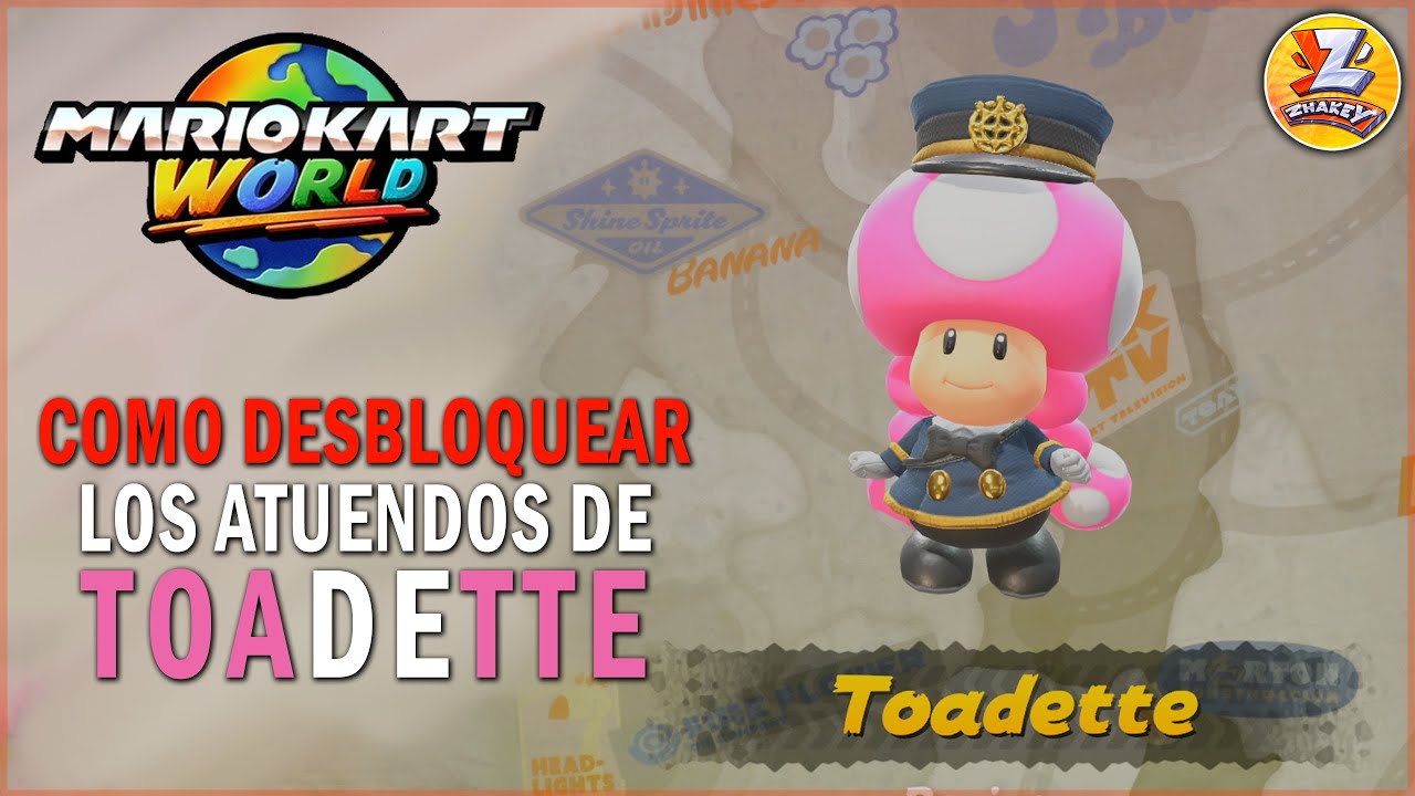 Todos los atuendos de TOADETTE en Mario Kart World - Como desbloquear todos los trajes / Skins