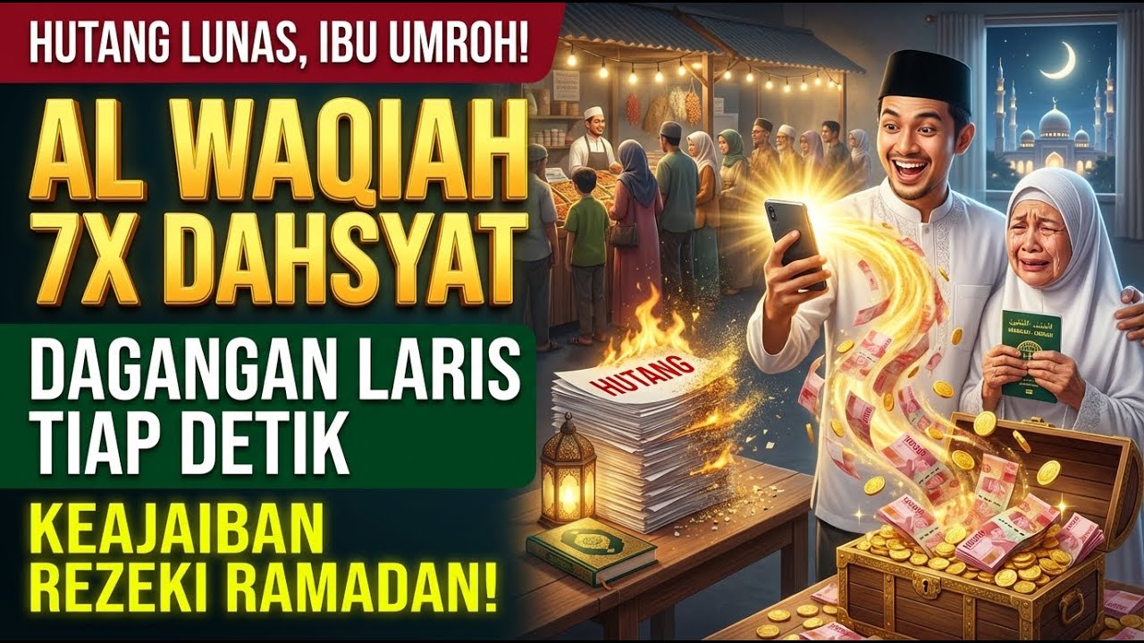 AWAL HARI SANGAT TENANG! Dzikir Pagi Al Waqiah 7x Pengundang Rezeki Lancar Bulan Puasa