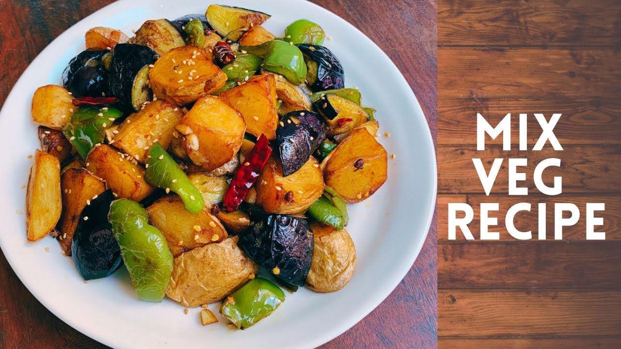 Stir Fried Mix Vegetable Food recipe | Eggplant , Potato and Capsicum recipe