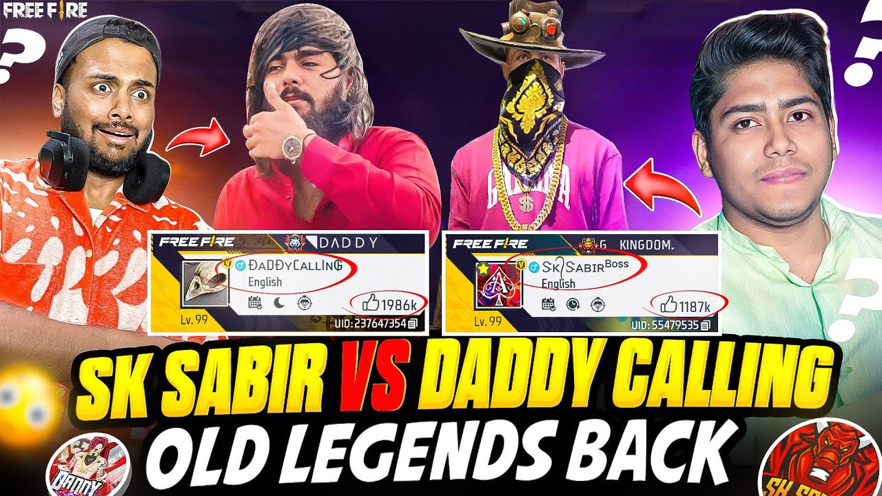 100 Level player Vs SK sabir Boss Vs Daady Calling  😱 - Garena Free Fire Max