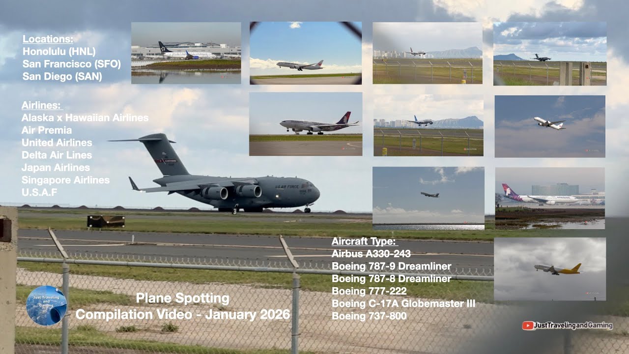 [4K] Monthly Plane Spotting Compilation ✈️ | HNL, SAN & SFO | January 2026 