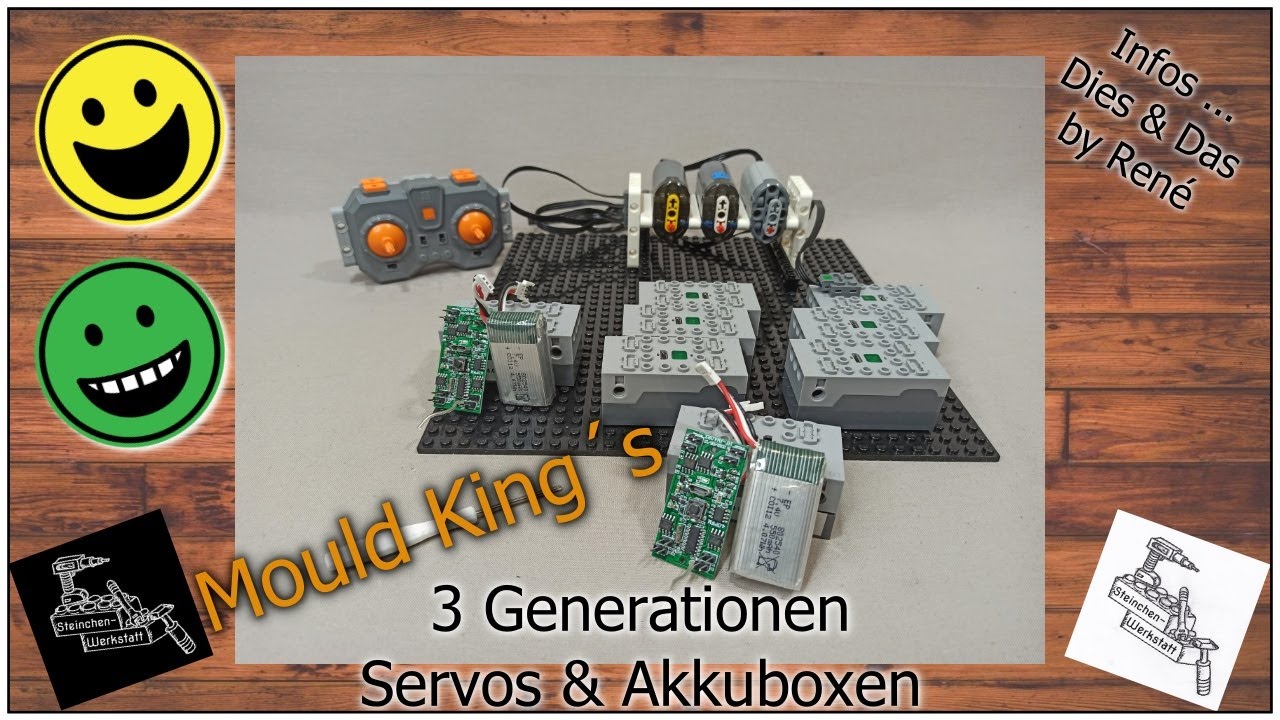 Überblick der 3 Generationen von Mould Kings Servos & Akkuboxen