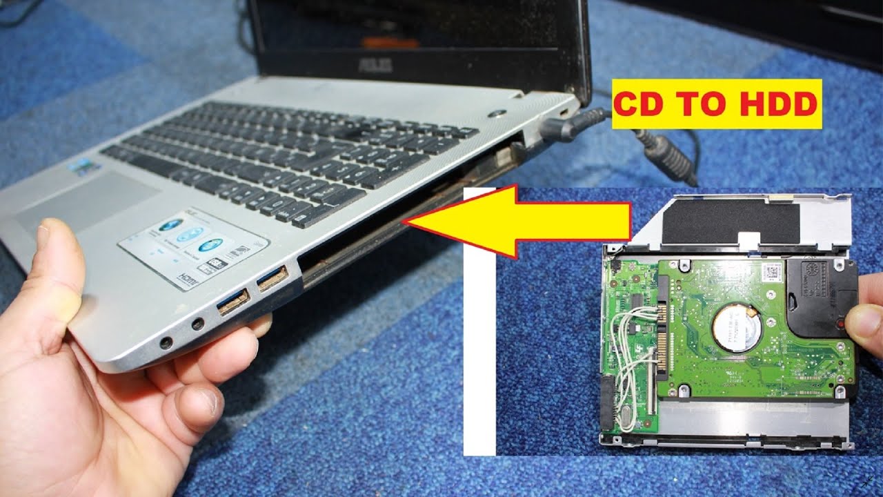 تحويل سيدي الحاسوب المحمول إلى هارد ديسك How to replace laptop drive DVD with hard drive HDD or SSD