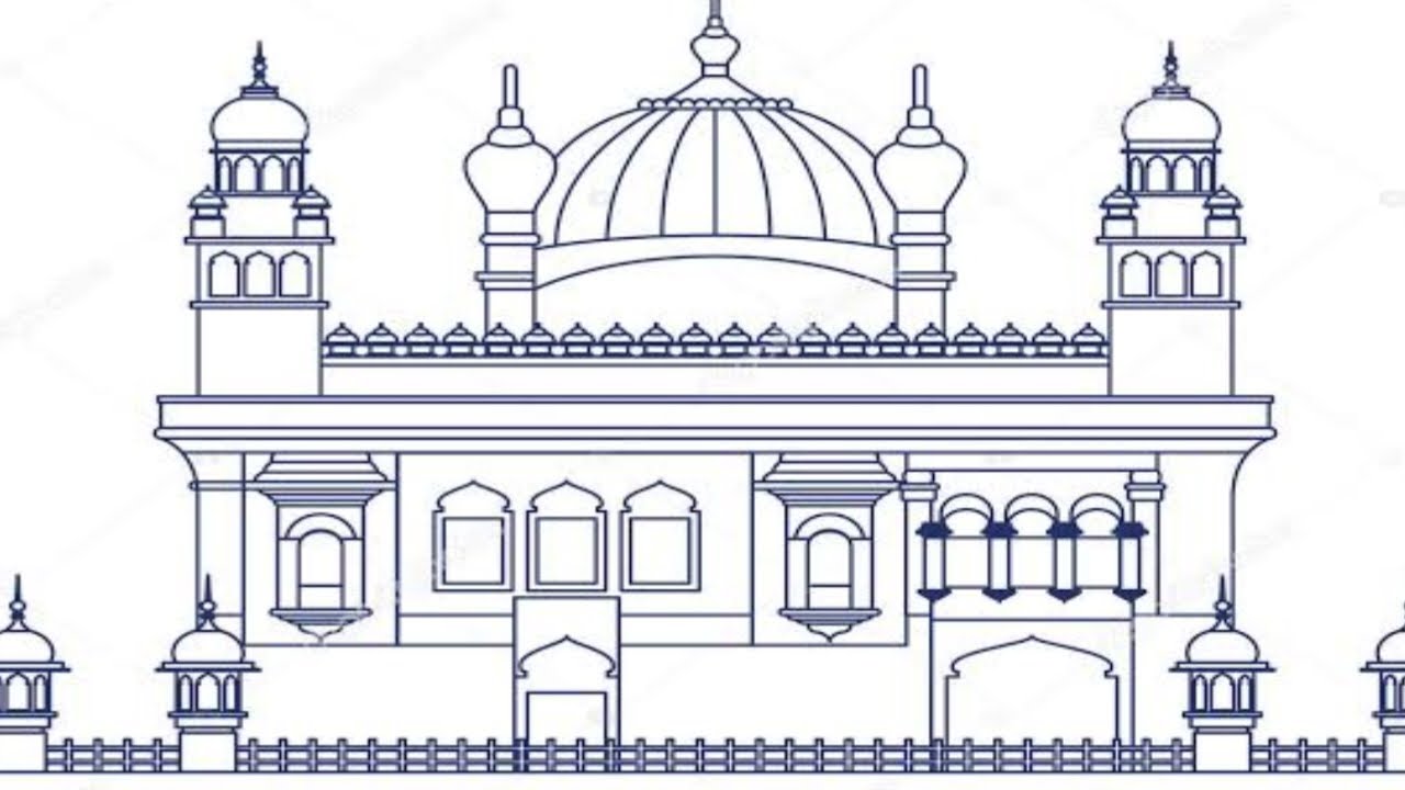 How to Draw Amritsar golden temple step by step