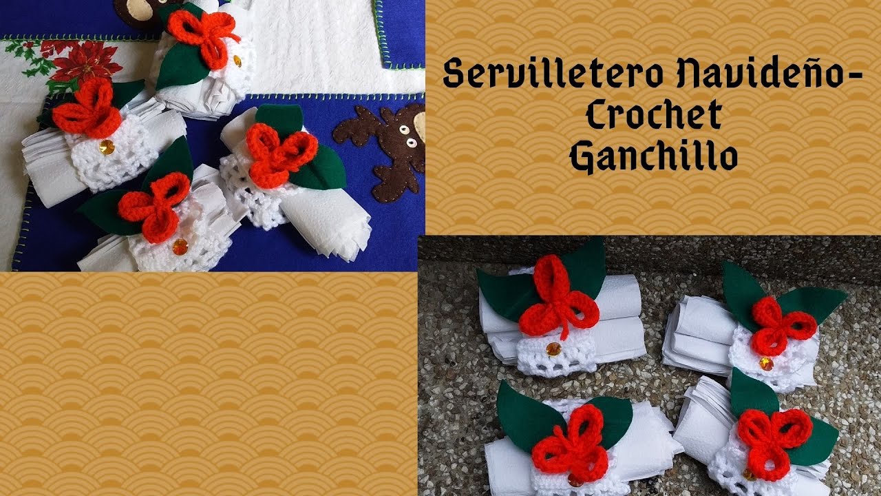 Servilletero Navideño  a Crochet paso a paso