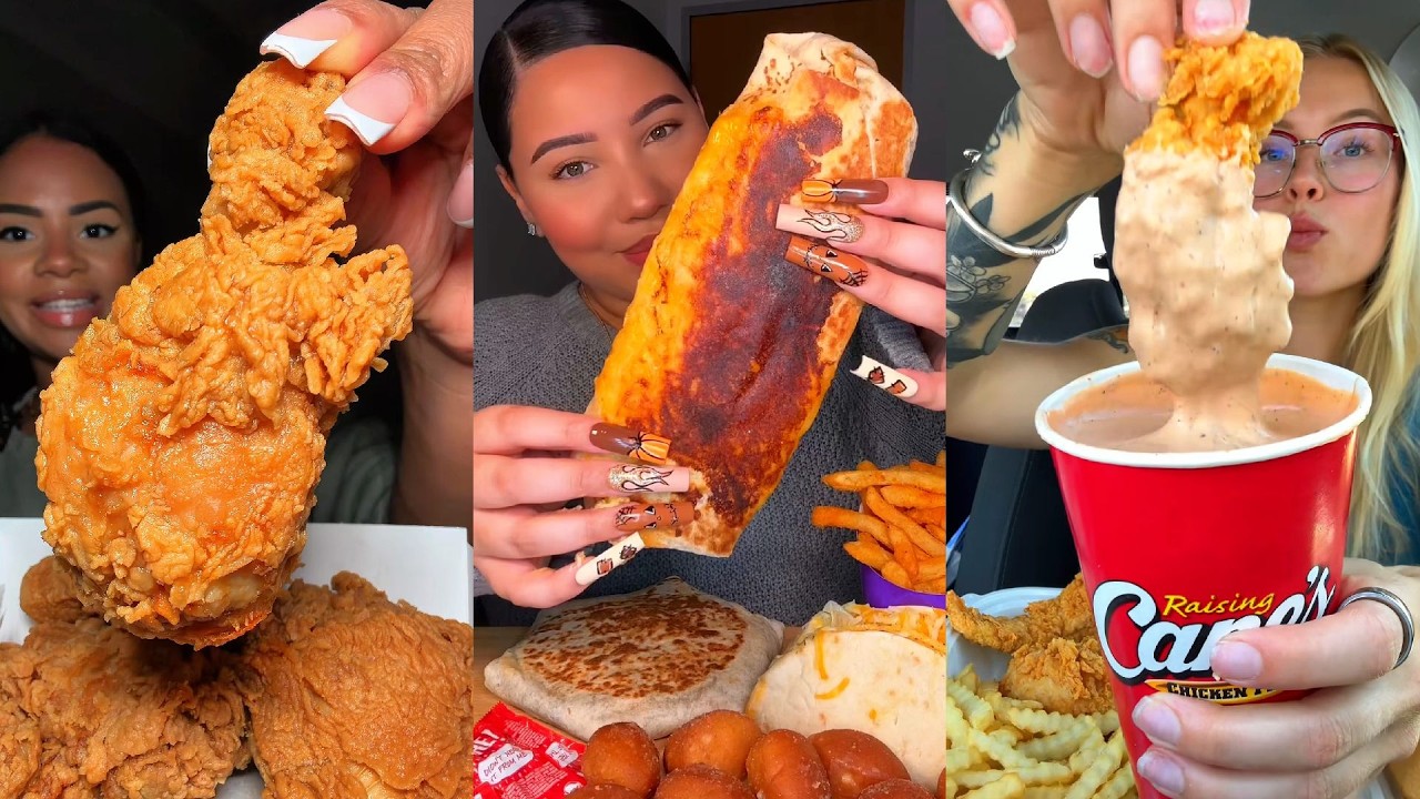 TIKTOK Mukbang Compilation | KFC, Taco Bell, Cane's, Wingstop, Chipotle & More!