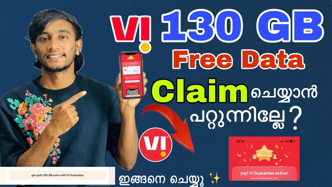 Vi free 130 gb Data | vi free Internet | how to claim vi free data | Vi app free data malayalam