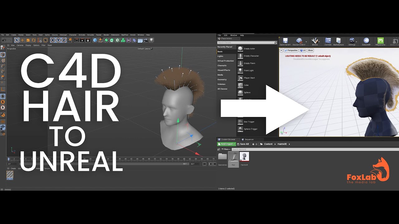 Import Cinema 4D Hair to Unreal Engine 4.26 !