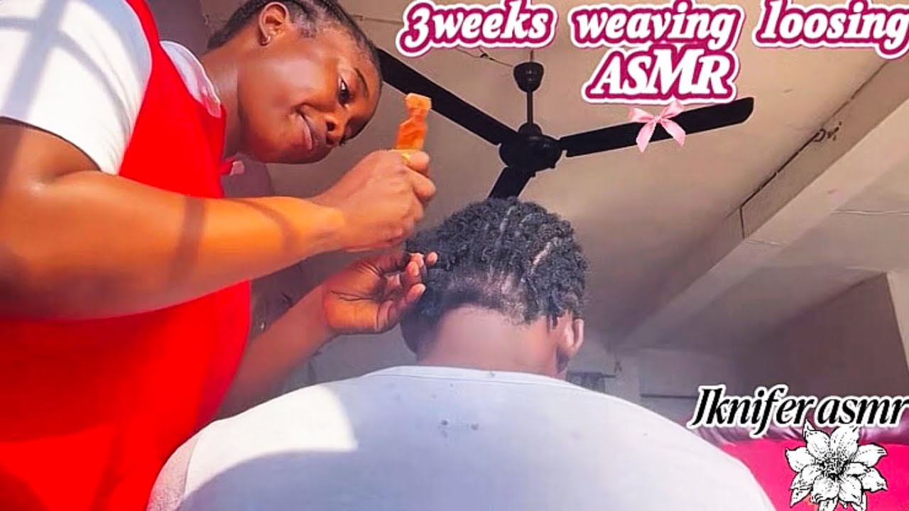 3 weeks old weaving loosing hair care asmr 